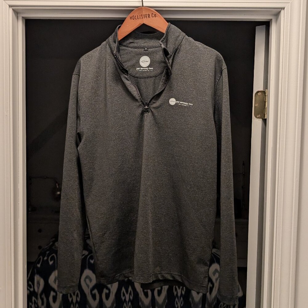 Par Seventy Two Golf Pullover, Quarter Zip, Men's Medium, Black and Grey